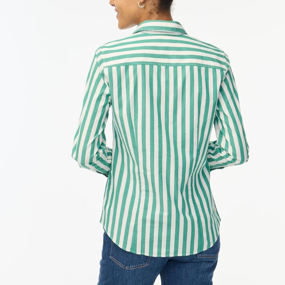 J. Crew green white pinstripe button down shirt top size XS
 b68 - Picture 6 of 7